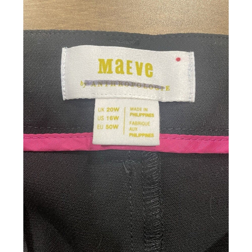 Maeve Anthropologie Women's Black Palazzo Pleated Wide-Leg Trousers Size 16W - Picture 4 of 7